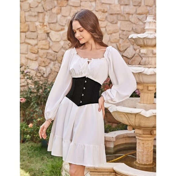 Women\'s Casual Floral Lace Up Boned Underbust Darkness Corset Waist Belts main image 6